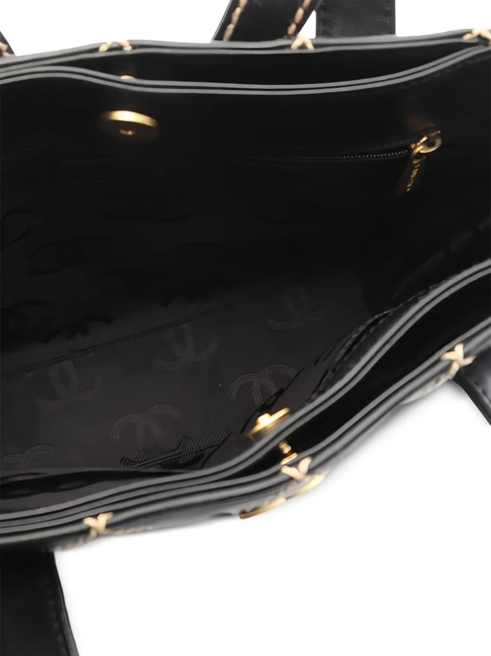 CHANEL Pre-Owned 2002-2003 Wild Stitched leather tote bag Zwart