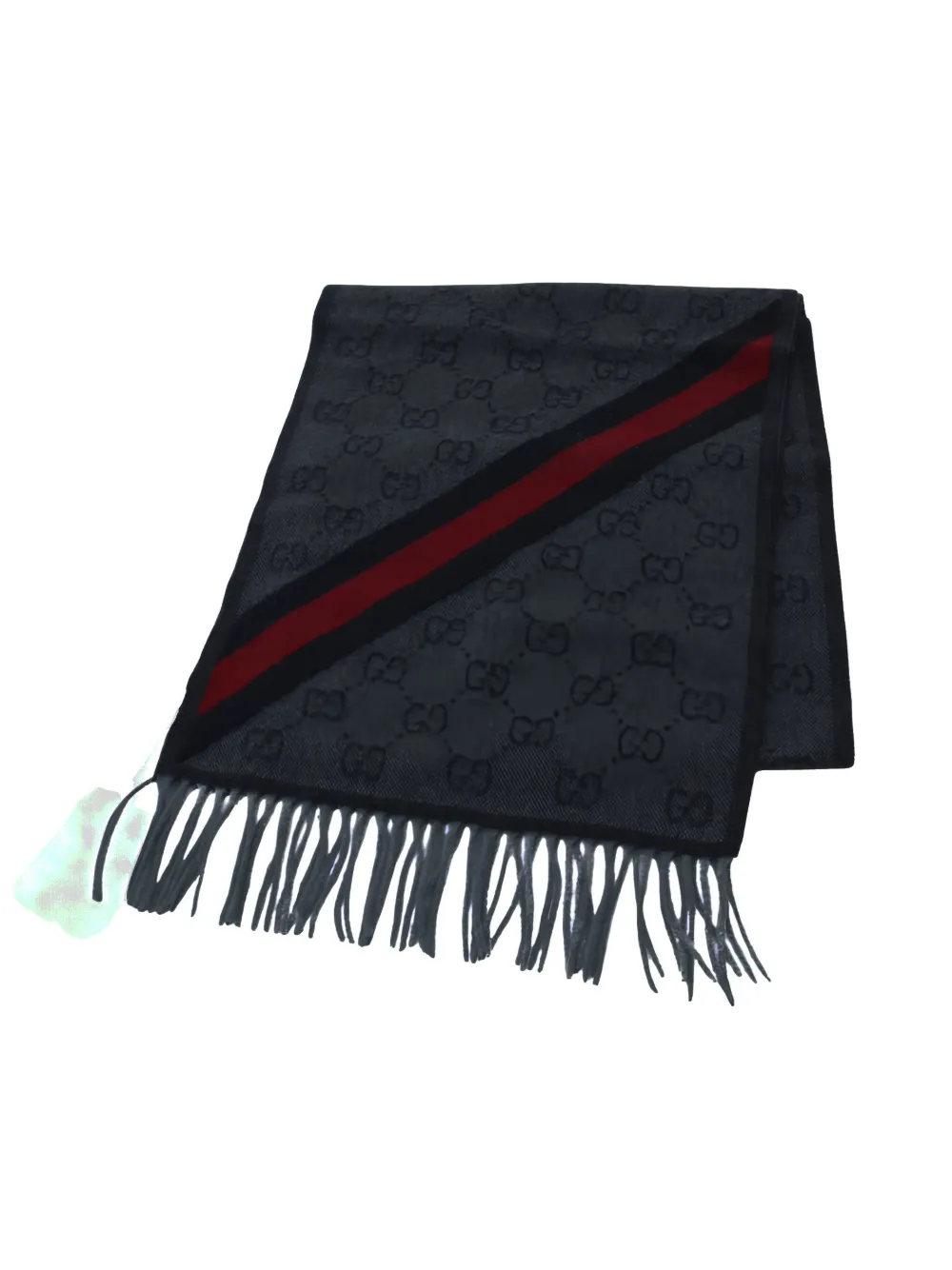 Gucci Pre-Owned 2020s GG-pattern fringed scarf | Blue | Image 1
