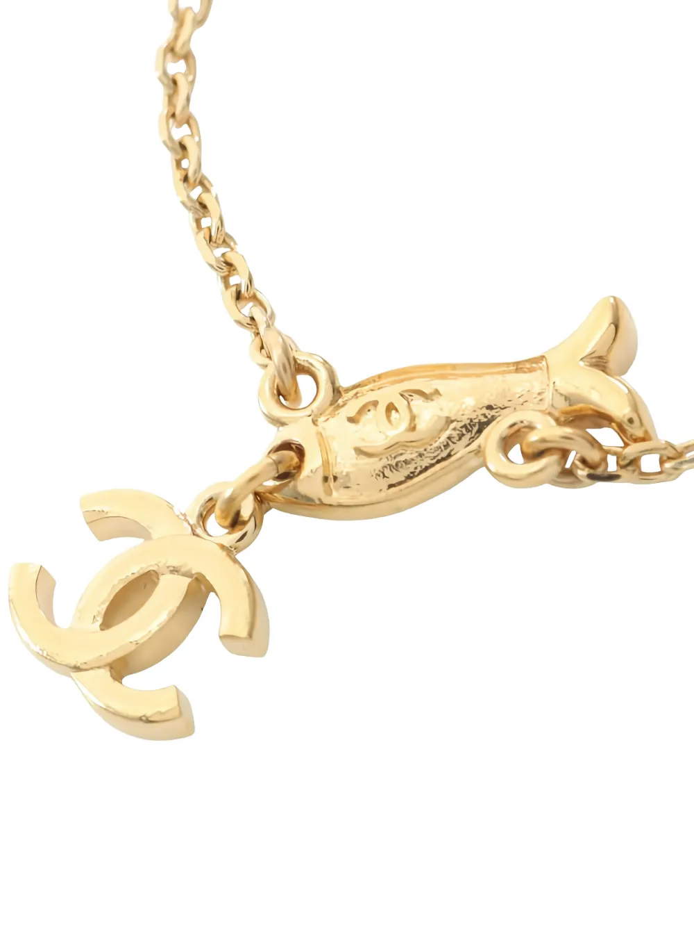 CHANEL Pre-owned 1986-1988 Coco Mark Fish-detail Bracelet In Gold