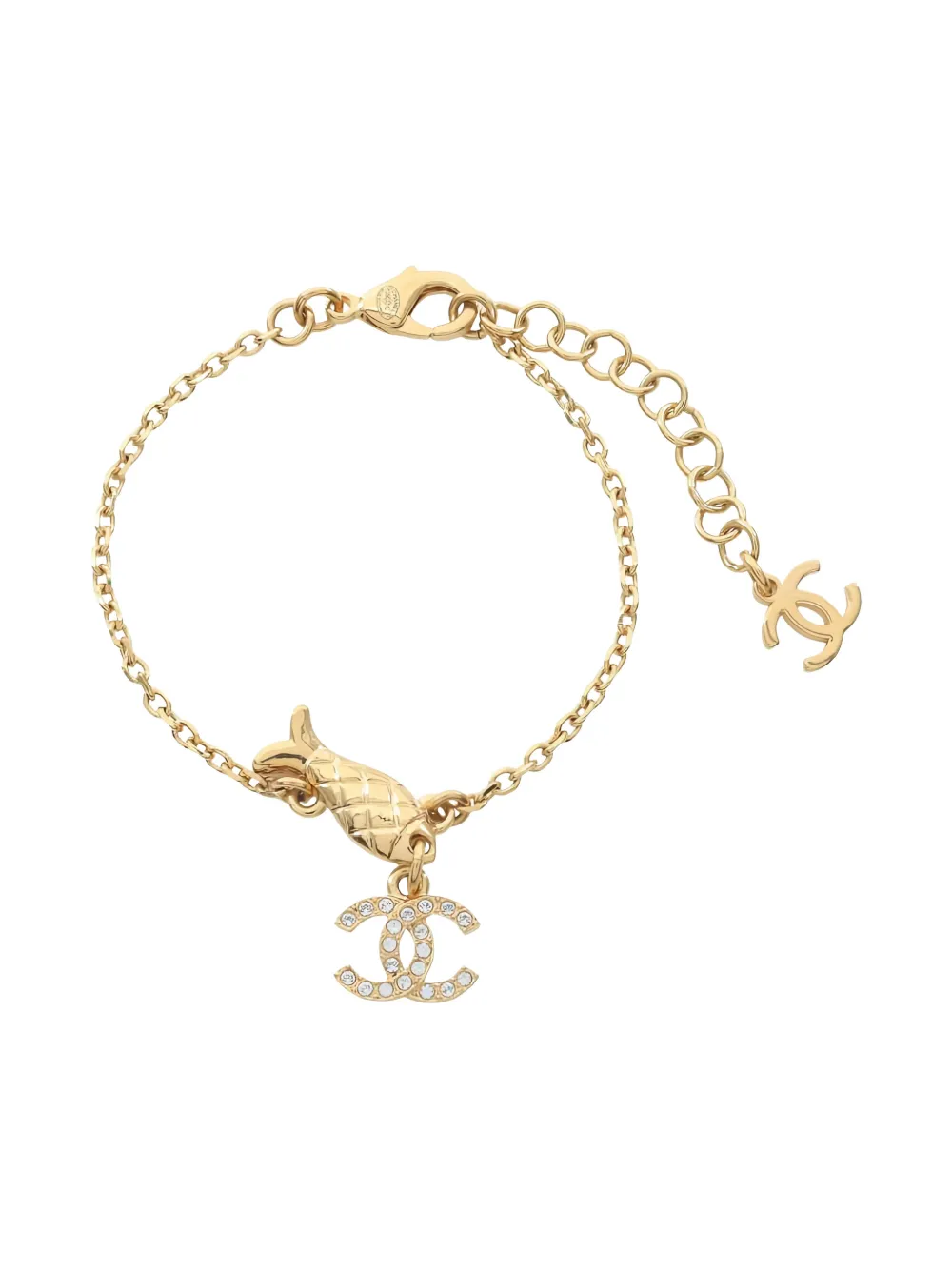 CHANEL Pre-owned 1986-1988 Coco Mark Fish-detail Bracelet In Gold