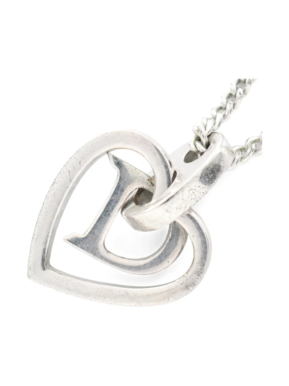 DIOR Pre-owned 2000s Heart-pendant Logo-detail Necklace In Silver