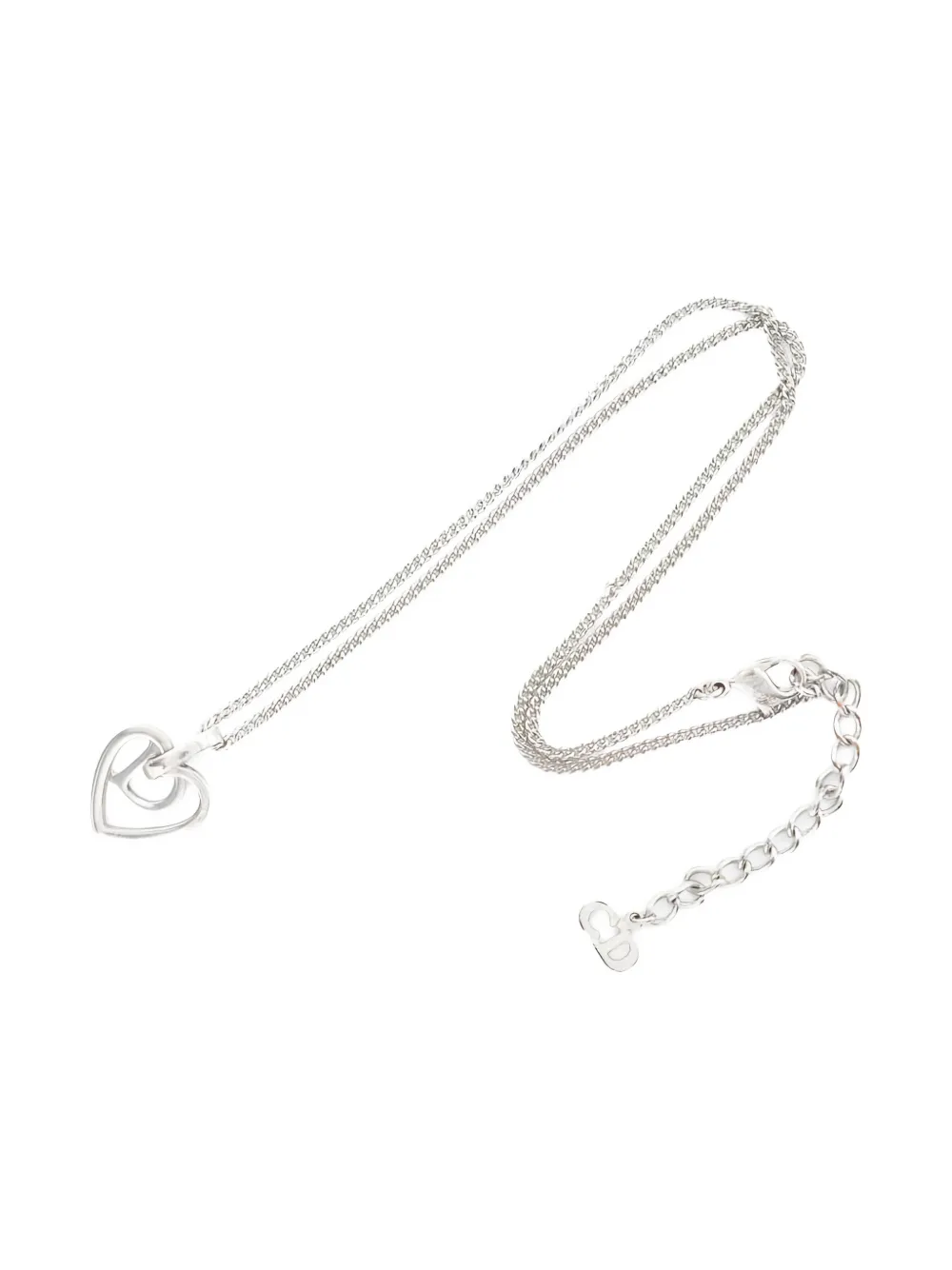DIOR Pre-owned 2000s Heart-pendant Logo-detail Necklace In Silver