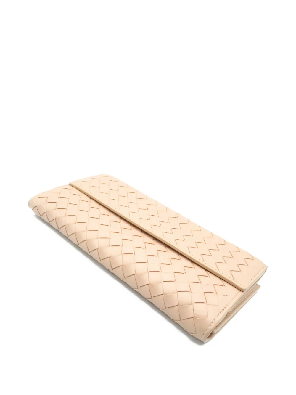 Pre-owned Bottega Veneta Intrecciato-design Hook-fastening Wallet In Neutral