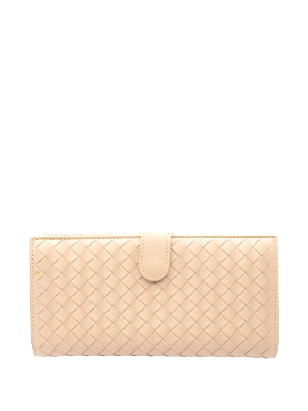 Pre-owned Bottega Veneta Intrecciato-design Hook-fastening Wallet In Neutral