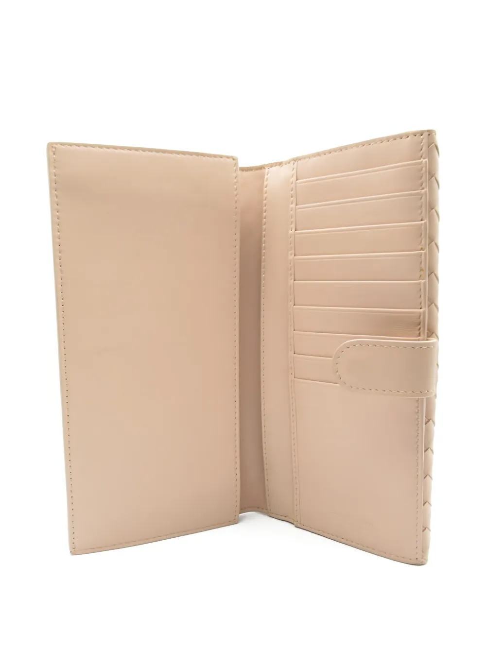 Pre-owned Bottega Veneta Intrecciato-design Hook-fastening Wallet In Neutral