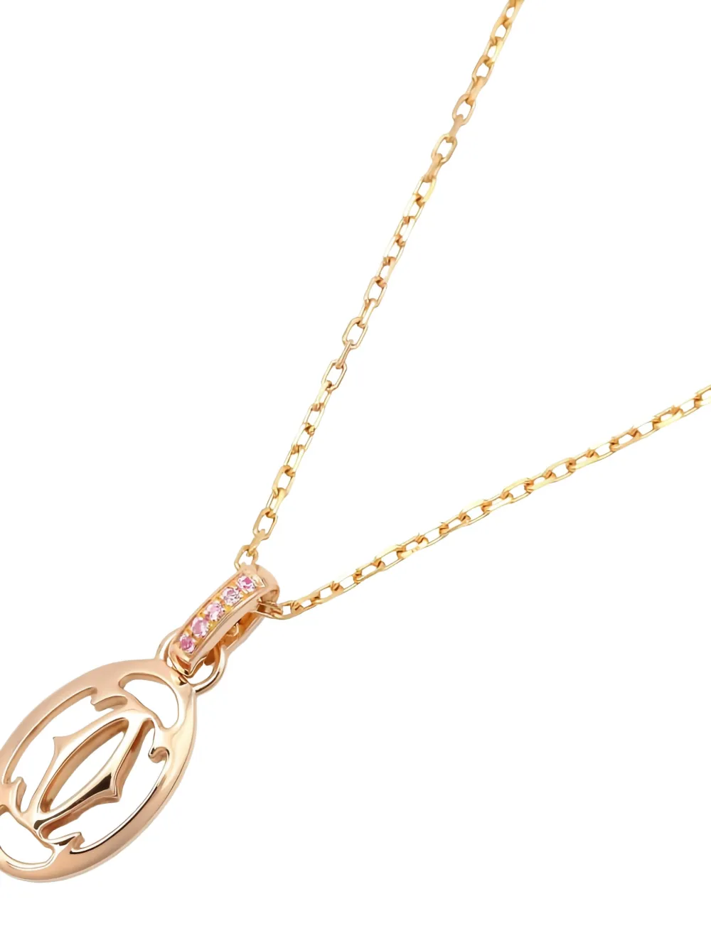 Cartier 18K rose gold logo-pendant pink sapphire necklace - ピンク