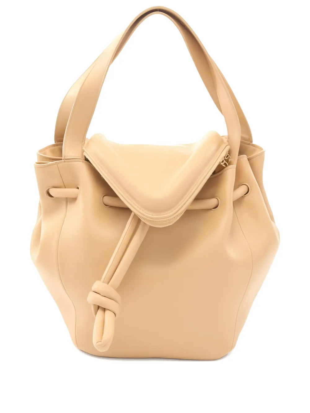 Pre-owned Bottega Veneta 2010 Beak Drawstring-fastening Leather Tote Bag In Neutral