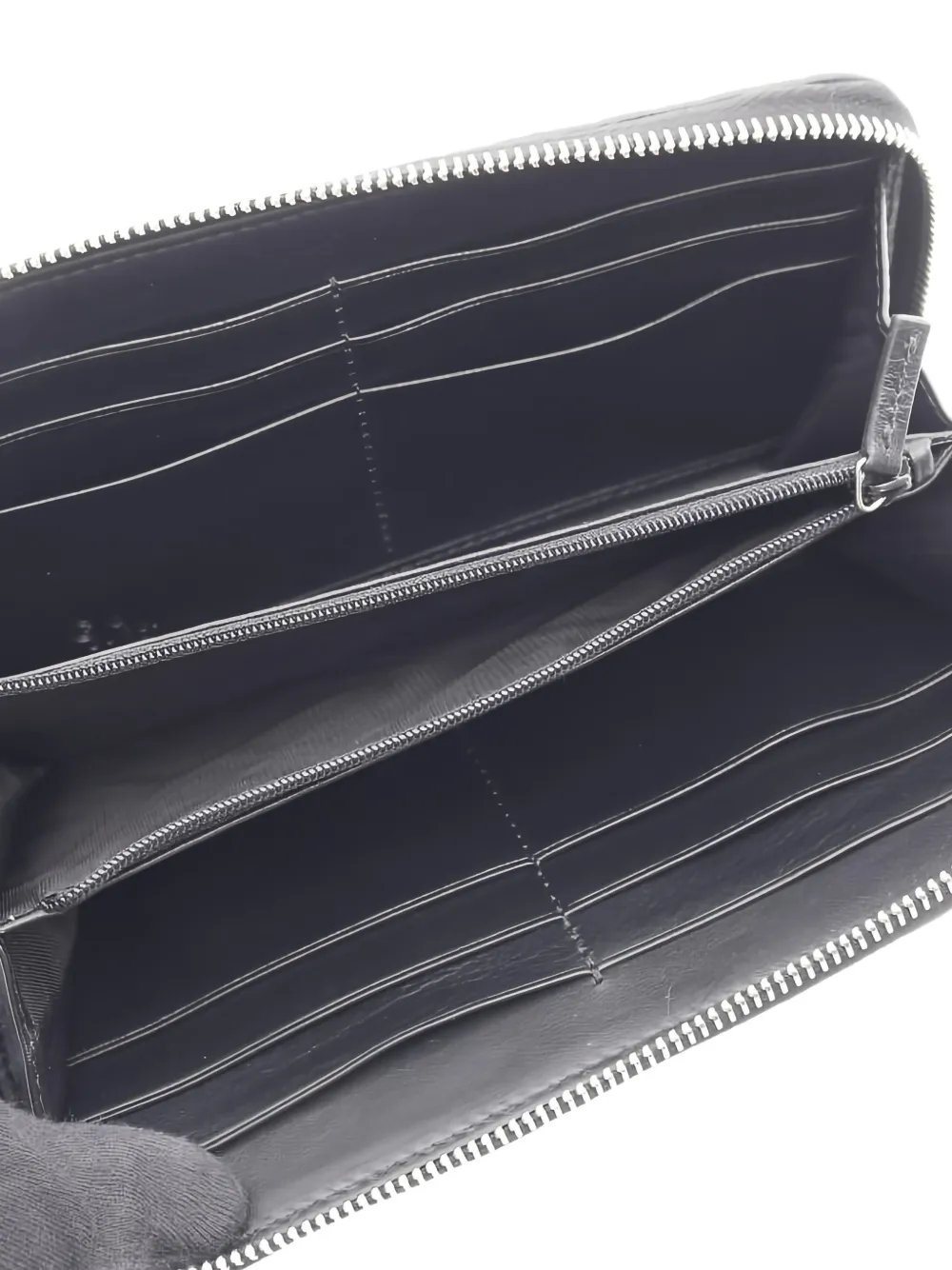 GUCCI Pre-owned 2010s Micro Ssima Zipper Leather Wallet In Black