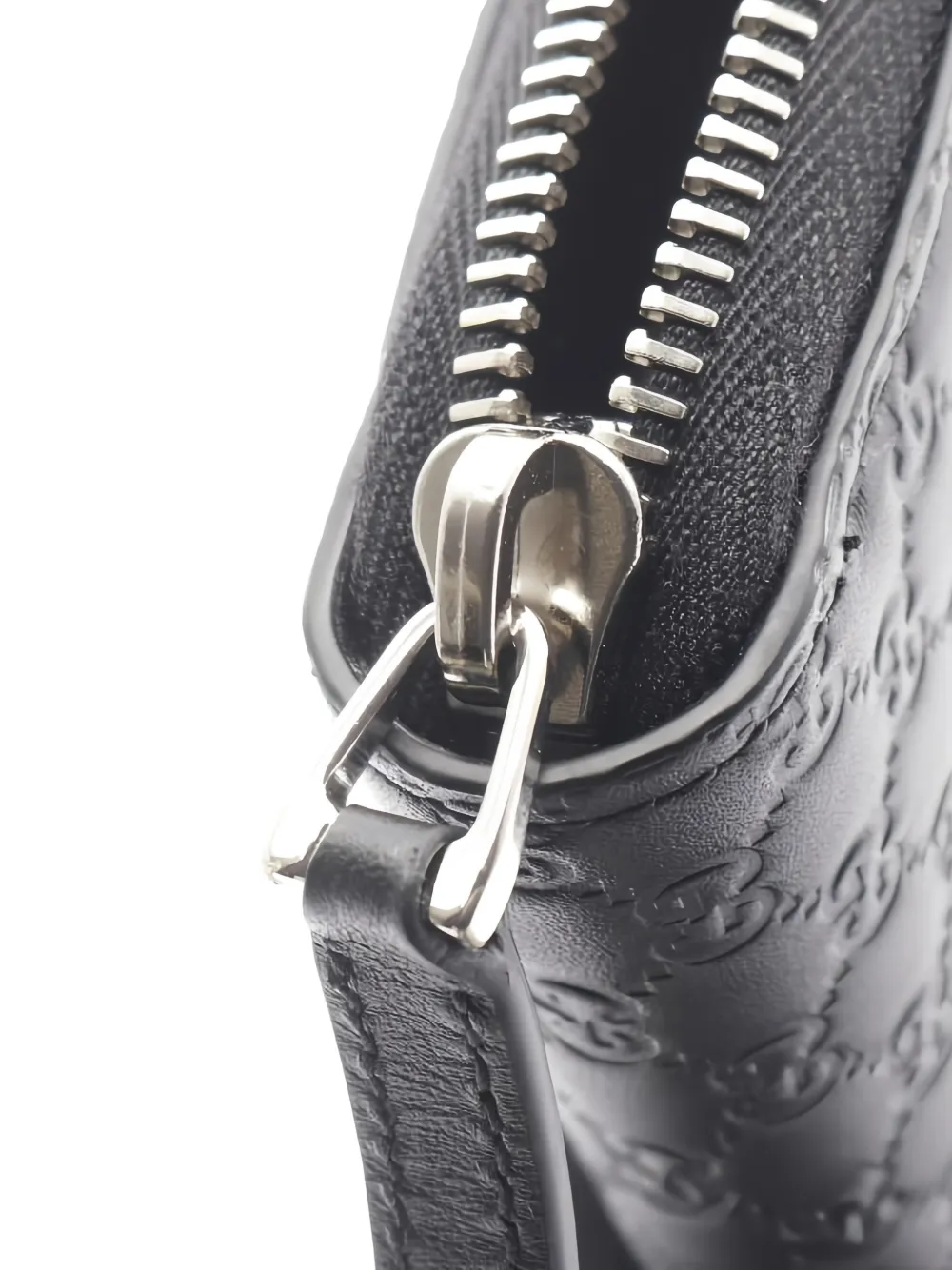 GUCCI Pre-owned 2010s Micro Ssima Zipper Leather Wallet In Black