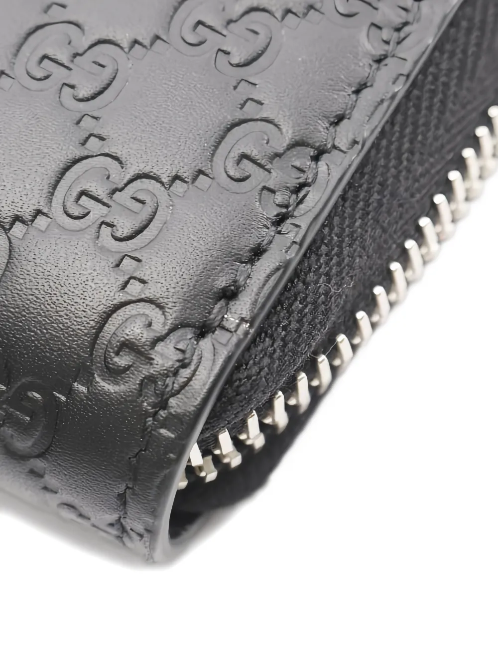 GUCCI Pre-owned 2010s Micro Ssima Zipper Leather Wallet In Black