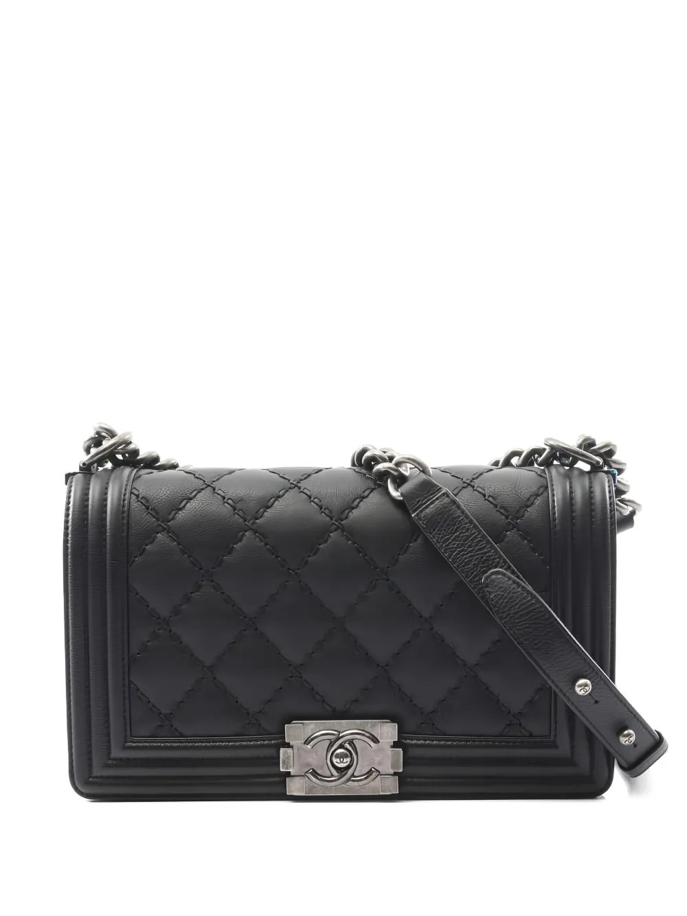 CHANEL Pre-Owned 2015-2016 Boy Chanel quilted chain-strap shoulder bag - Nero