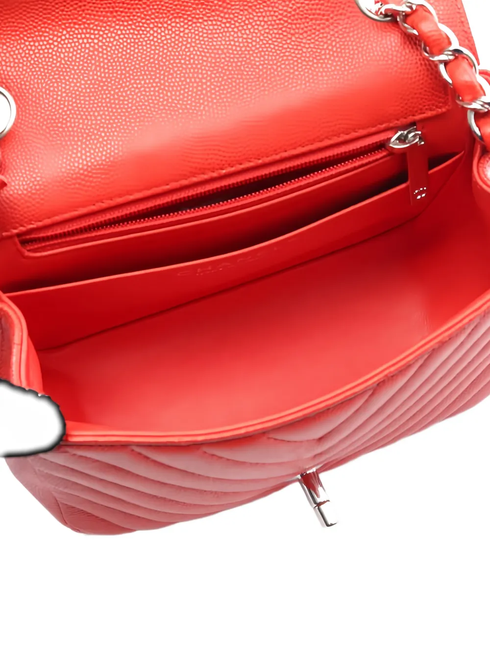 Pre-owned Chanel 2017-2018 V-stitch Chain Shoulder Bag In Red