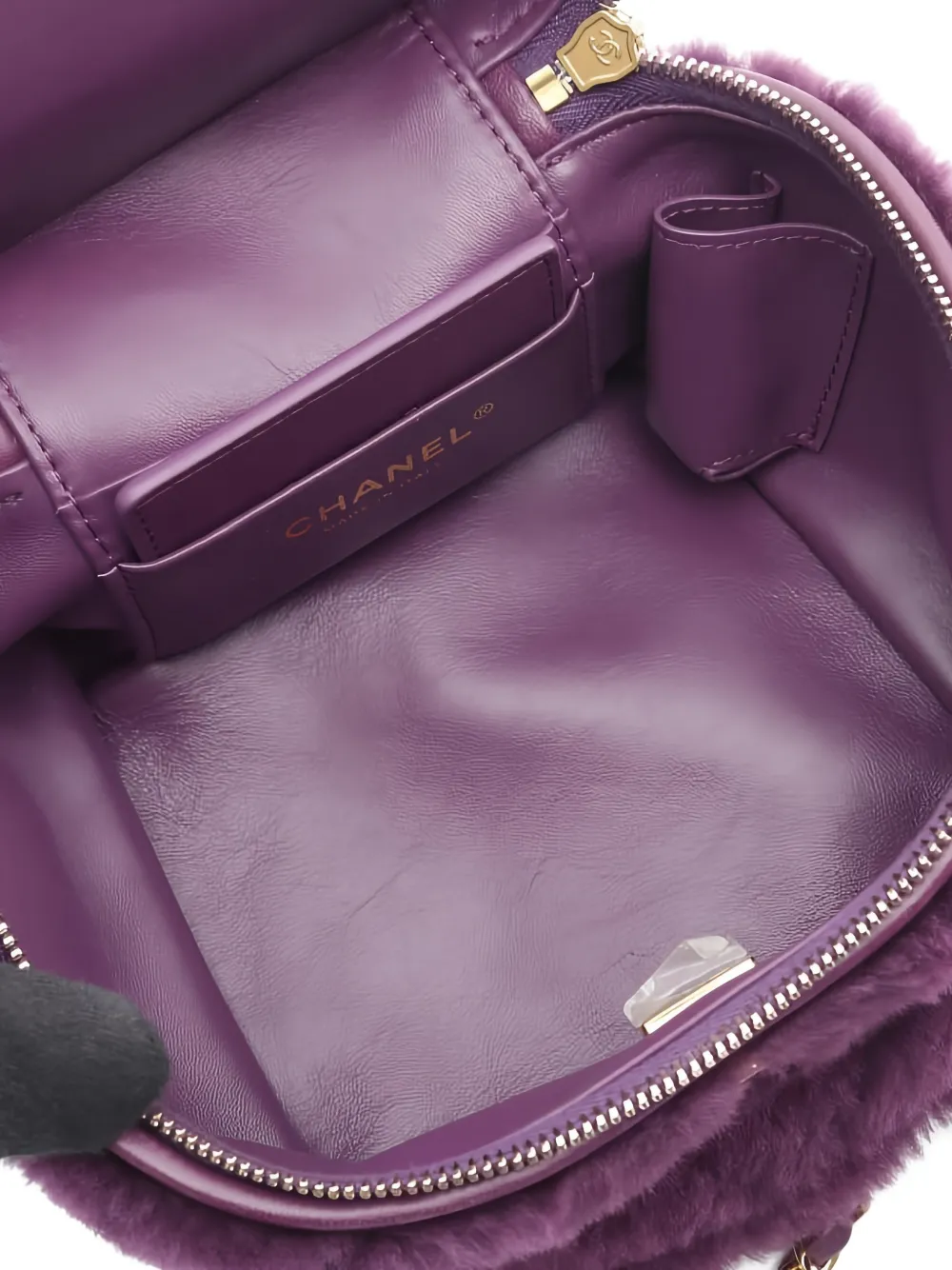 Pre-owned Chanel 2021s Fur Chain-strap Tote Bag In Purple