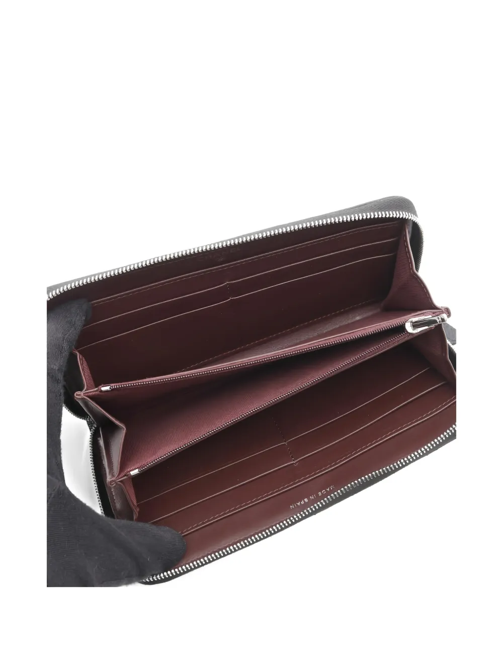 Pre-owned Chanel 2021 Diamond-quilting Zip Wallet In Black