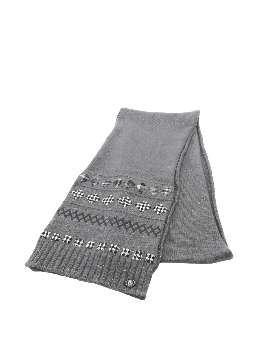 CHANEL Pre-Owned geometric-detail scarf - Grigio