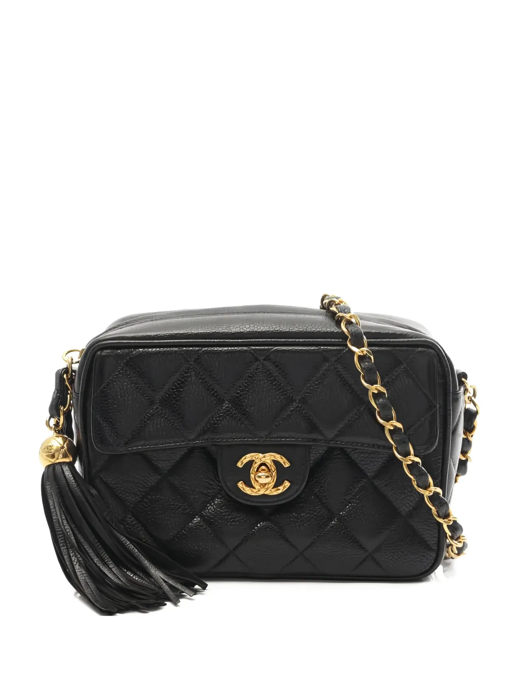 CHANEL Pre-Owned 2010s Matelassé chain fringe shoulder bag - Nero
