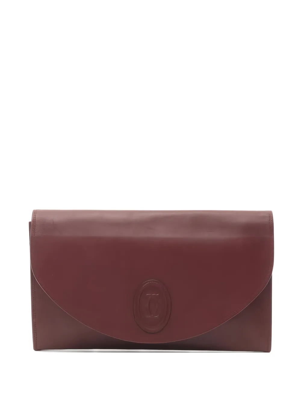 Pre-owned Cartier 2000s Must Line Embossed Clutch Bag In Red