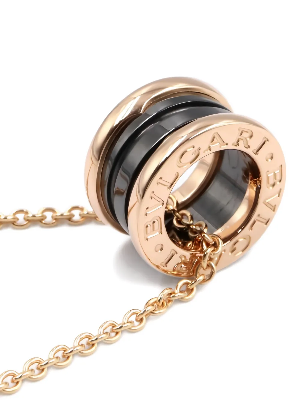Pre-owned Bvlgari 2010s 18k Rose Gold B-zero1 Necklace In Pink