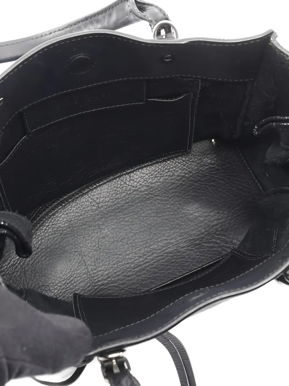 BALENCIAGA Pre-owned 2000s Mini Paper Zip-detail Leather Tote Bag In Black