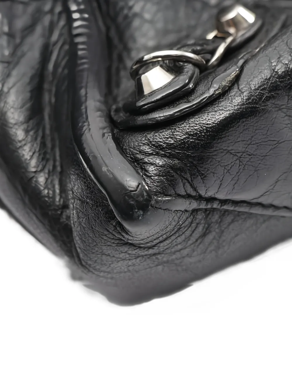 BALENCIAGA Pre-owned 2000s Mini Paper Zip-detail Leather Tote Bag In Black