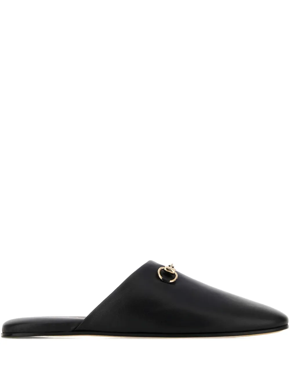 Gucci Women Black Nappa Leather Mules With Horsebit