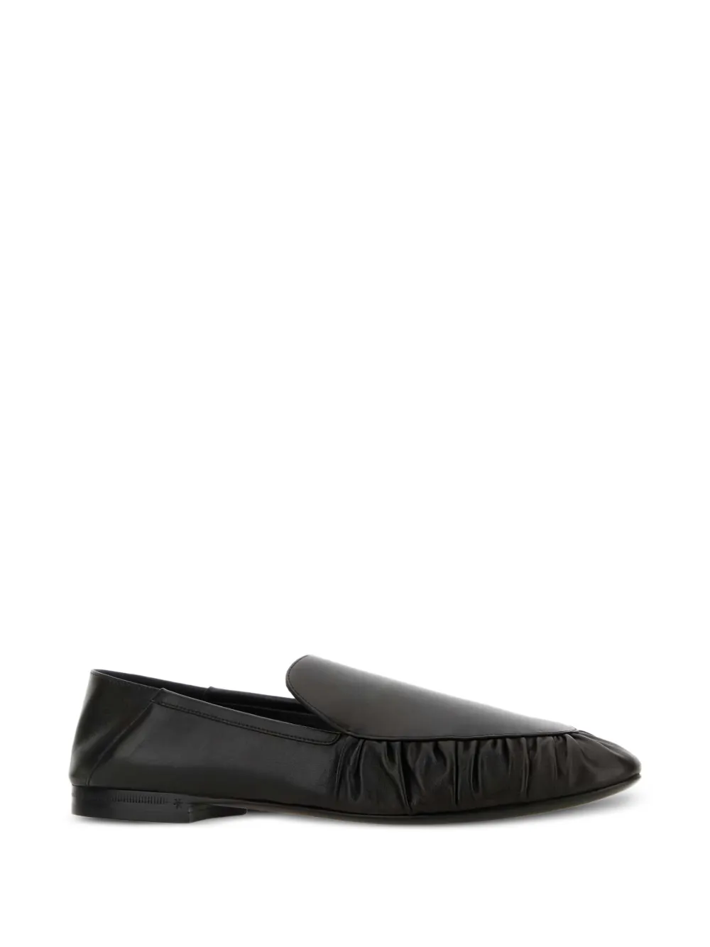 Saint Laurent Alain leren loafers met ruches Zwart