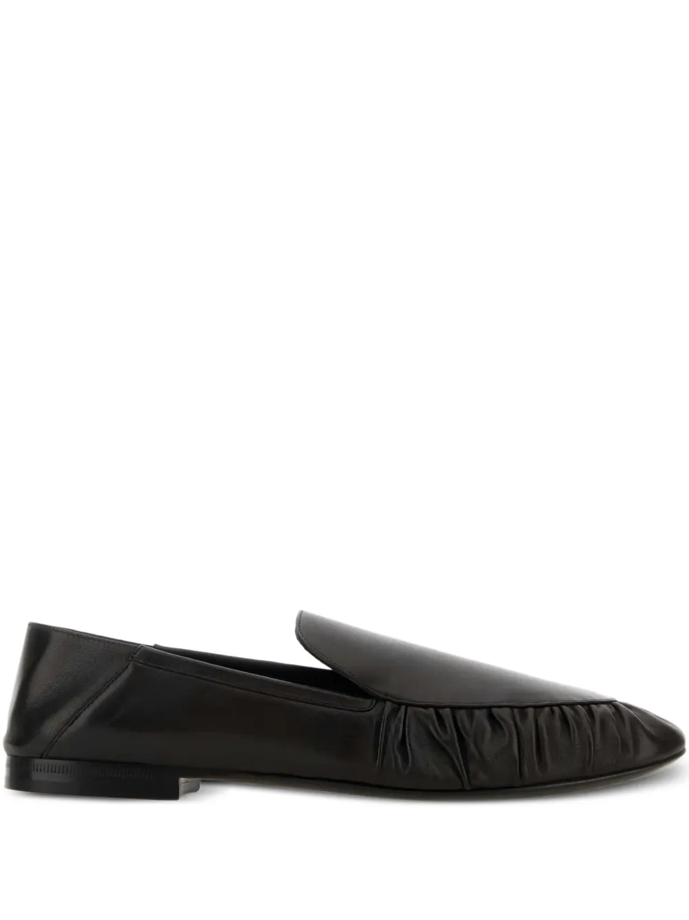 Saint Laurent Alain leren loafers met ruches Zwart