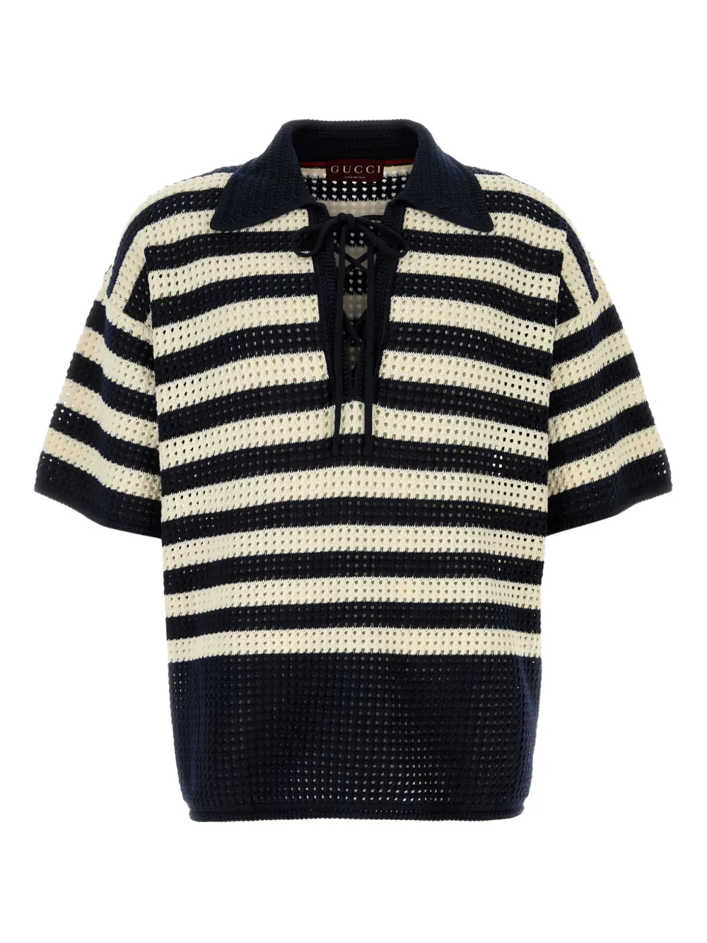 Gucci Gehäkeltes Poloshirt mit Streifen - Blau