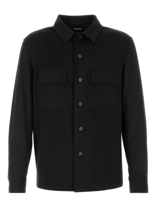 Zegna ポケットディテール カシミアシャツ | ブラック | FARFETCH JP
