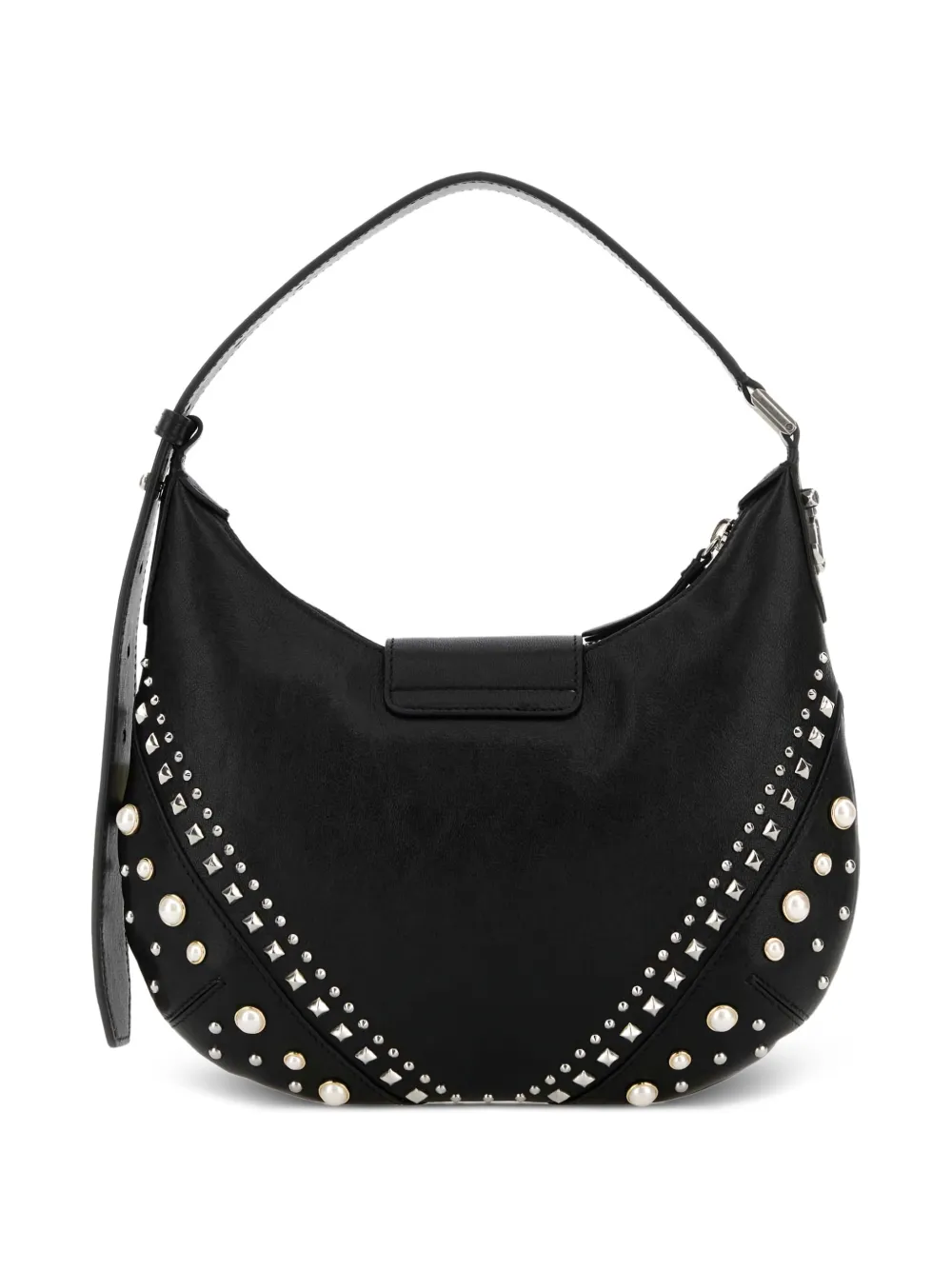 Jimmy Choo Bar Hobo kleine leren schoudertas verfraaid met parel - Zwart