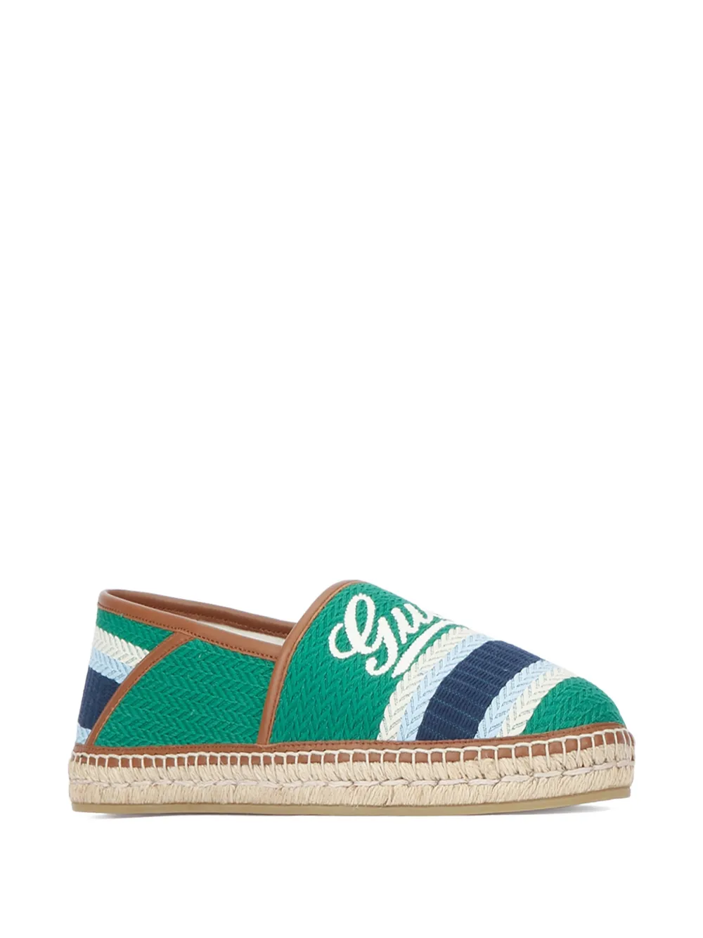 Gucci Gestreepte espadrilles met logo Groen