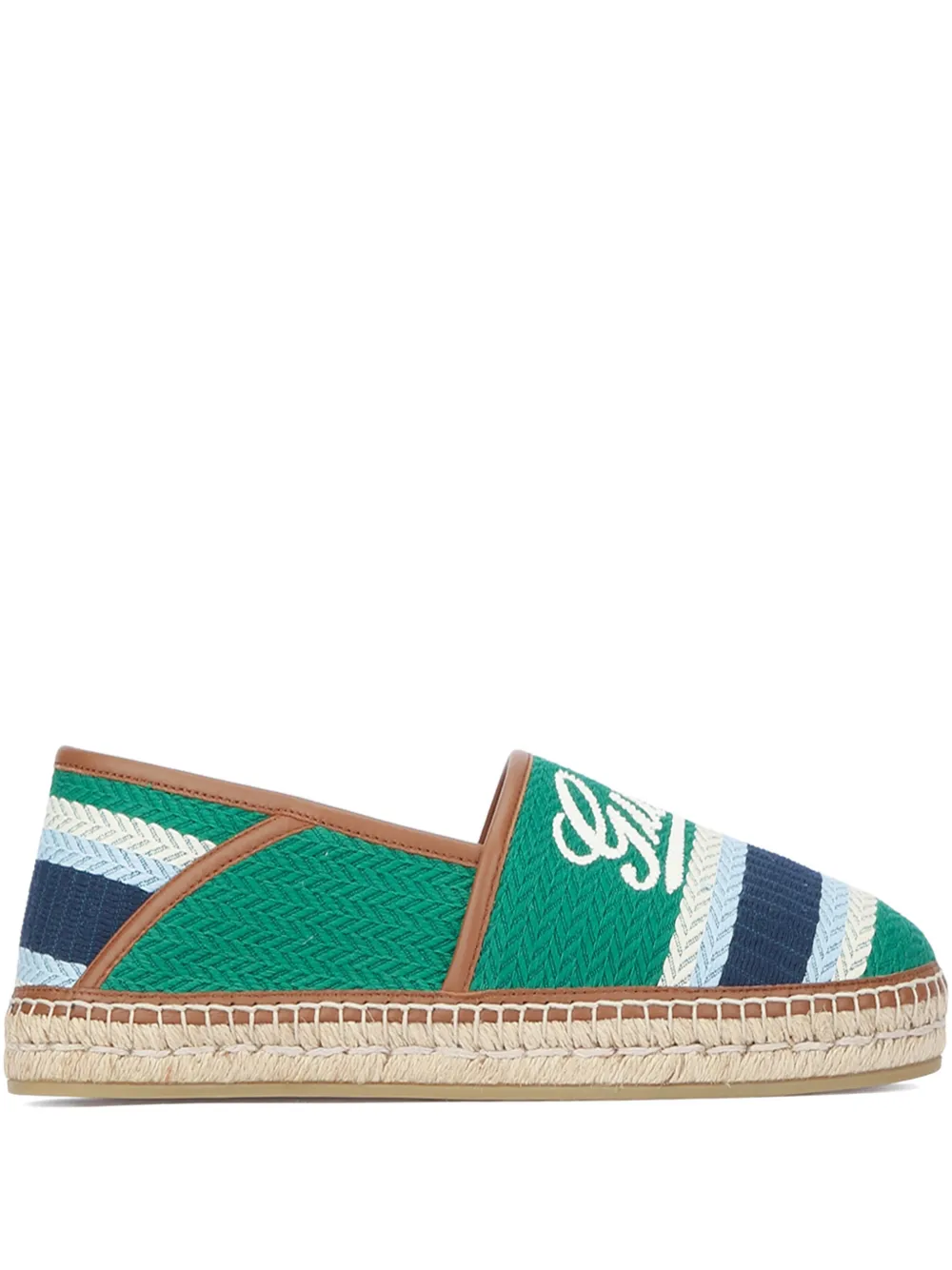 Gucci Gestreepte espadrilles met logo Groen