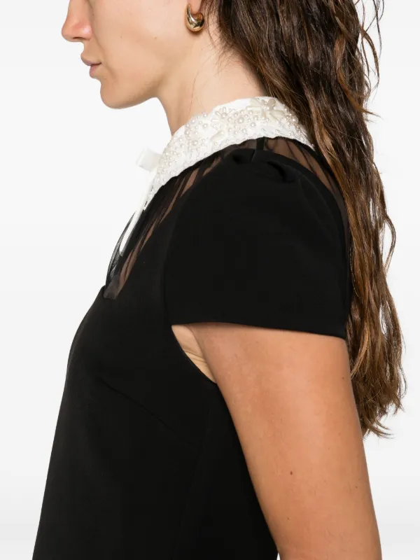 Self-Portrait Beaded Collar Mini Dress | Black | FARFETCH GE
