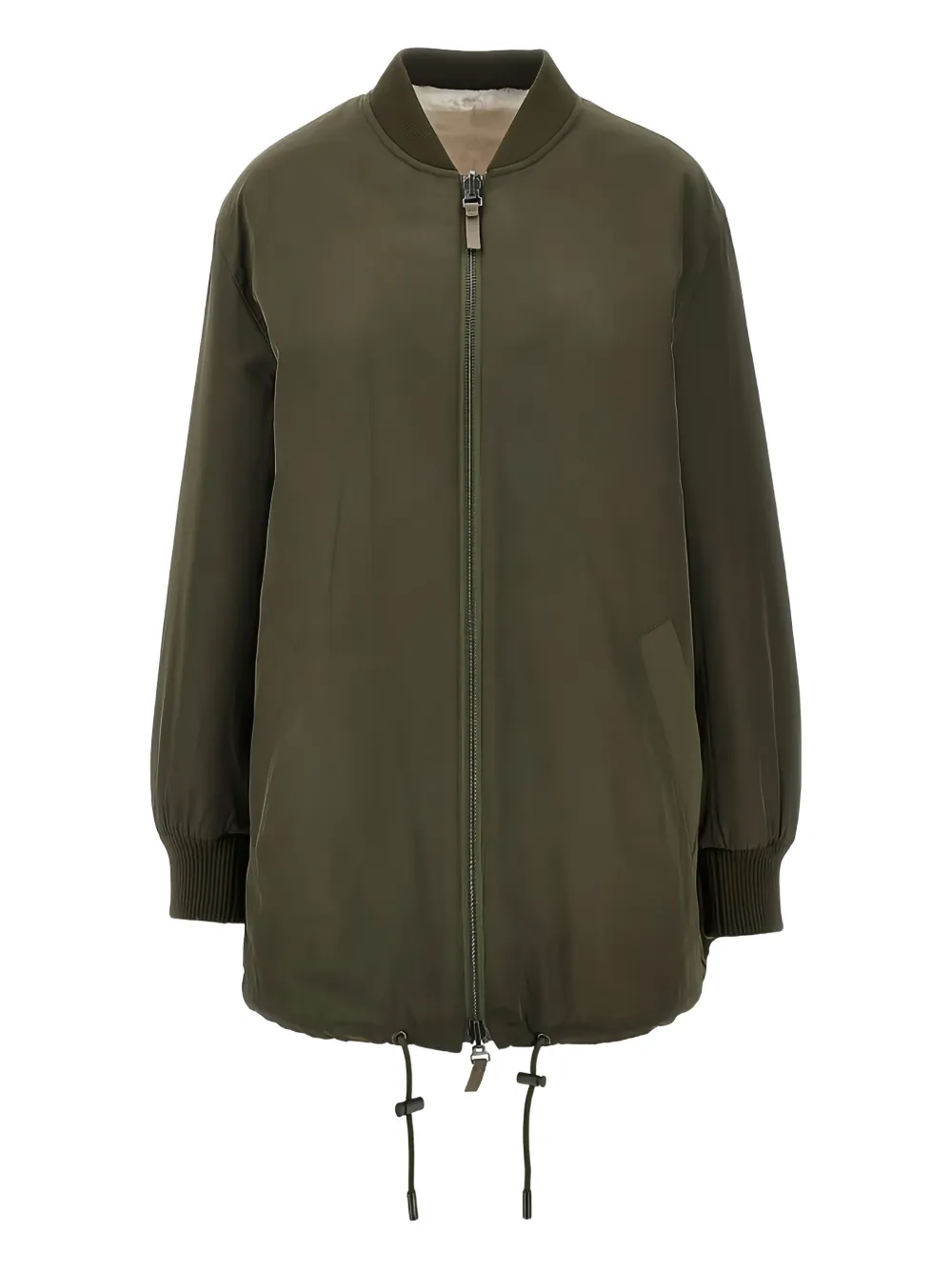 Yves Salomon Twill And Shearling Reversible Blouson Jacket In Green