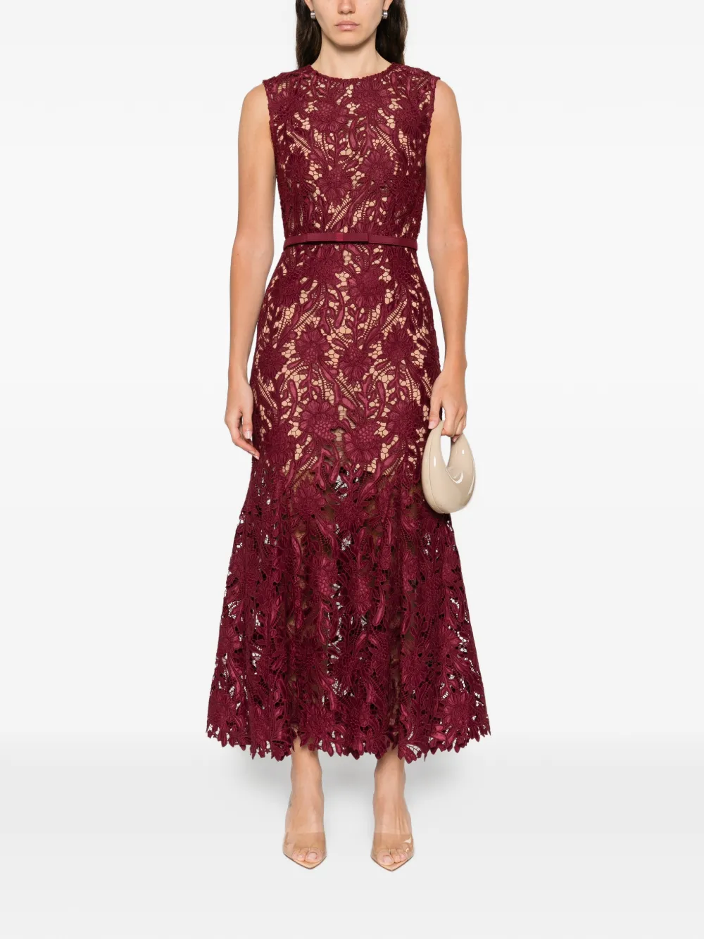 Self-Portrait sleeveless midi dress - Rood