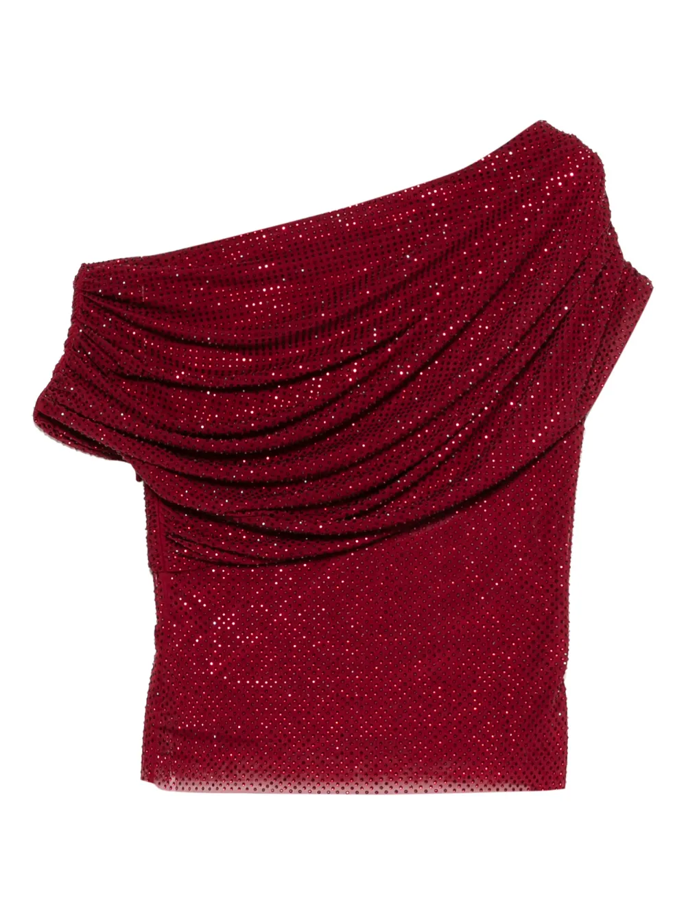 Self-Portrait draped one-shoulder top | Red | Image 1