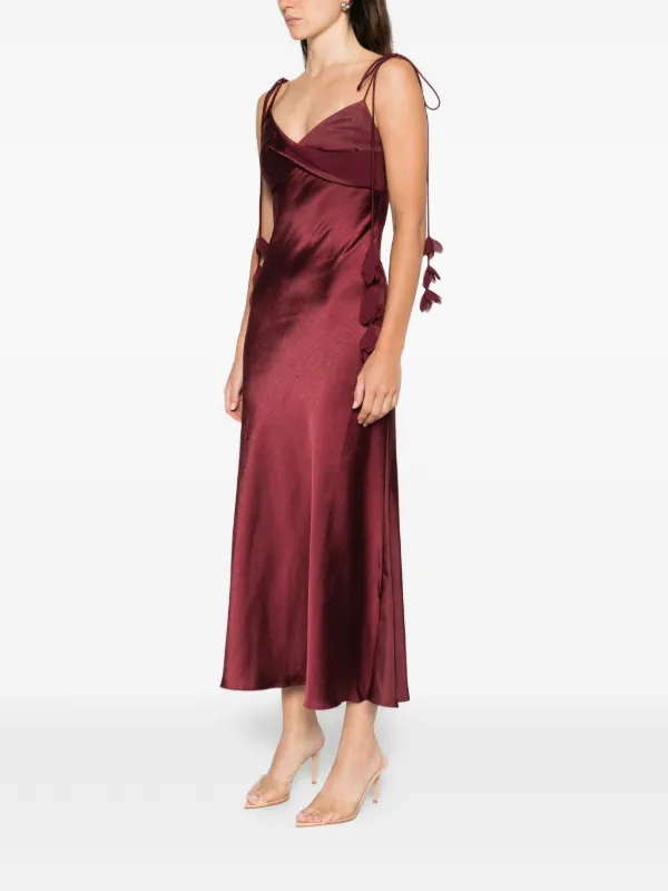 Self-Portrait Tie-Strap Midi Dress - Red