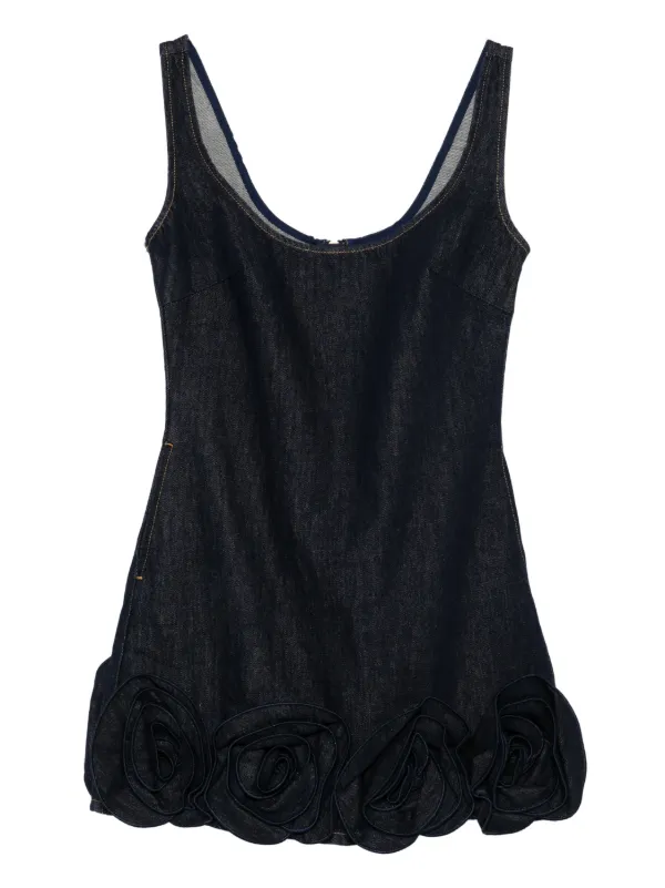 Self-Portrait Floral-appliqué Mini Dress in Blue