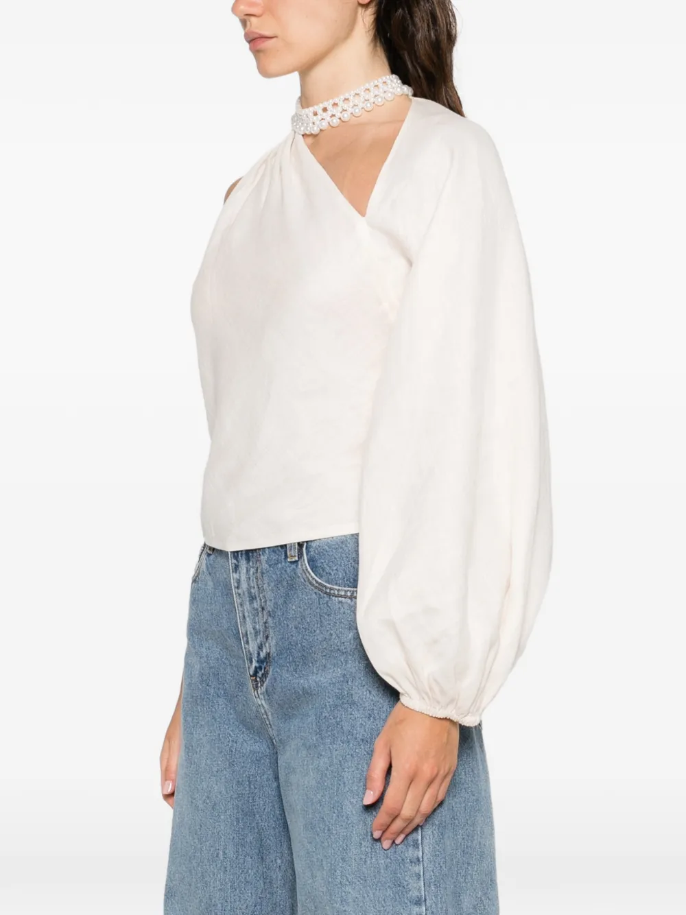 Draped-Sleeve Top