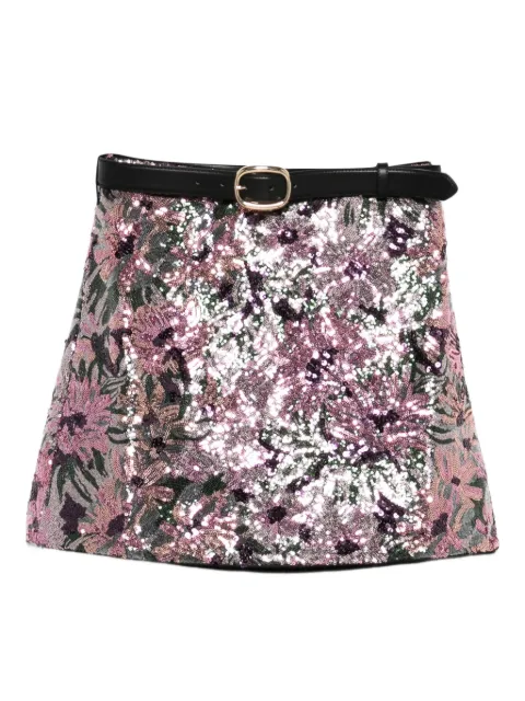 Self-Portrait sequined belted mini skirt