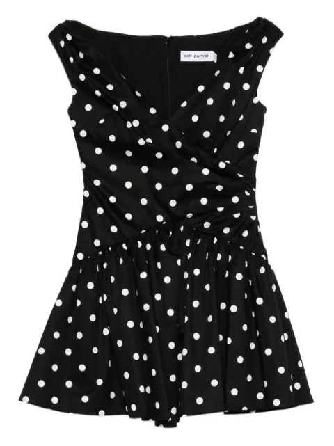 Self-Portrait polka-dot V-neck mini dress
