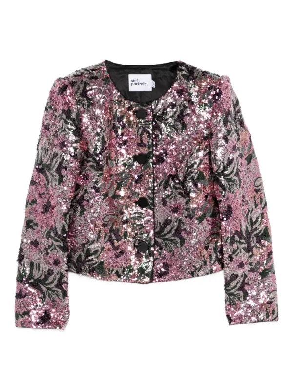 Self-Portrait Sequined Jacket in Pink