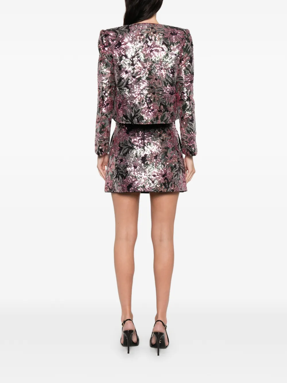 Self-Portrait Sequined Jacket in Pink, view 4