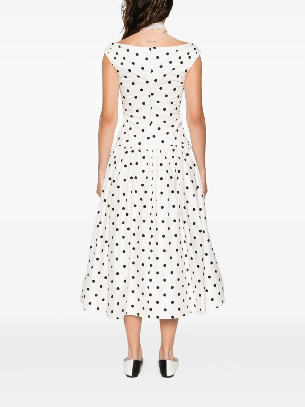 Self-portrait Polka Dot Cotton Midi Dress In Multi