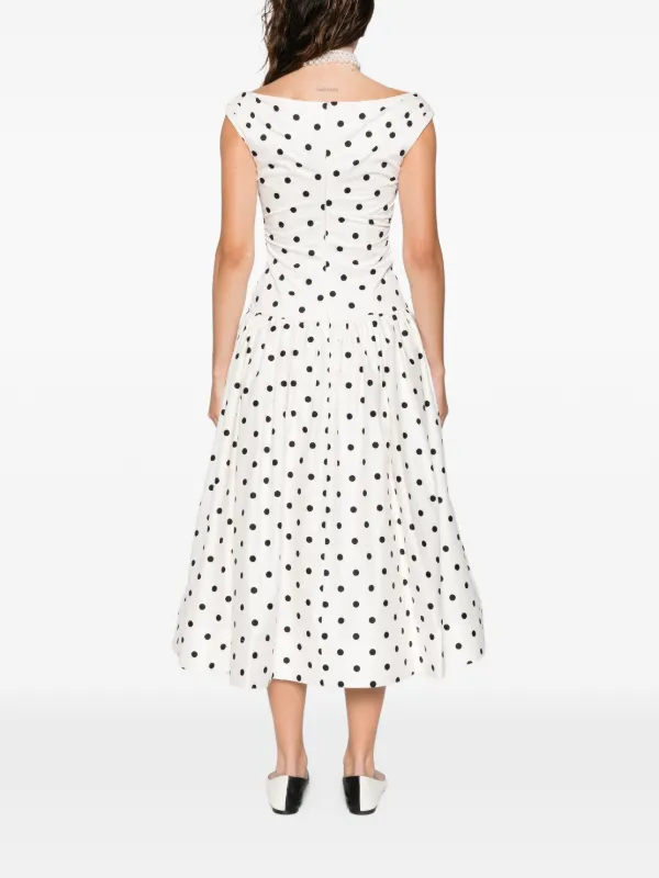 knee length dresses for ladies Polka Dot Print Pleated Wrap Midi Dress – InTheStyle main image 1
