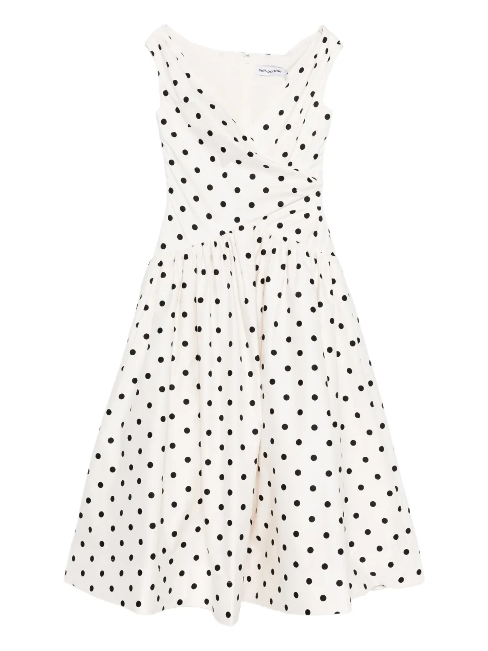 Self-Portrait polka-dot wrap midi dress | White | Image 1