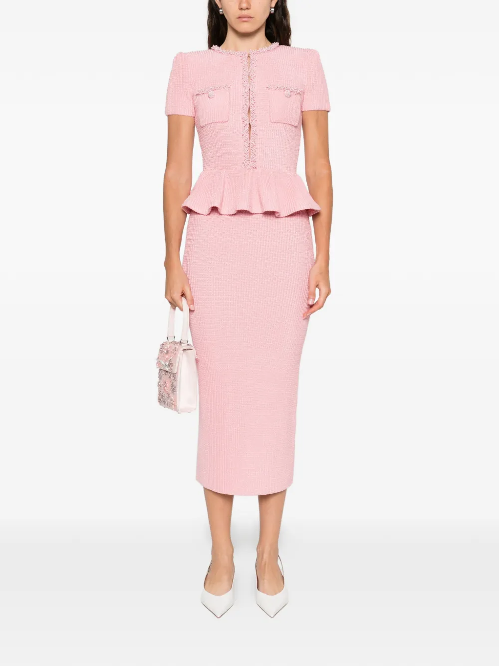 Self-Portrait peplum midi dress - Roze