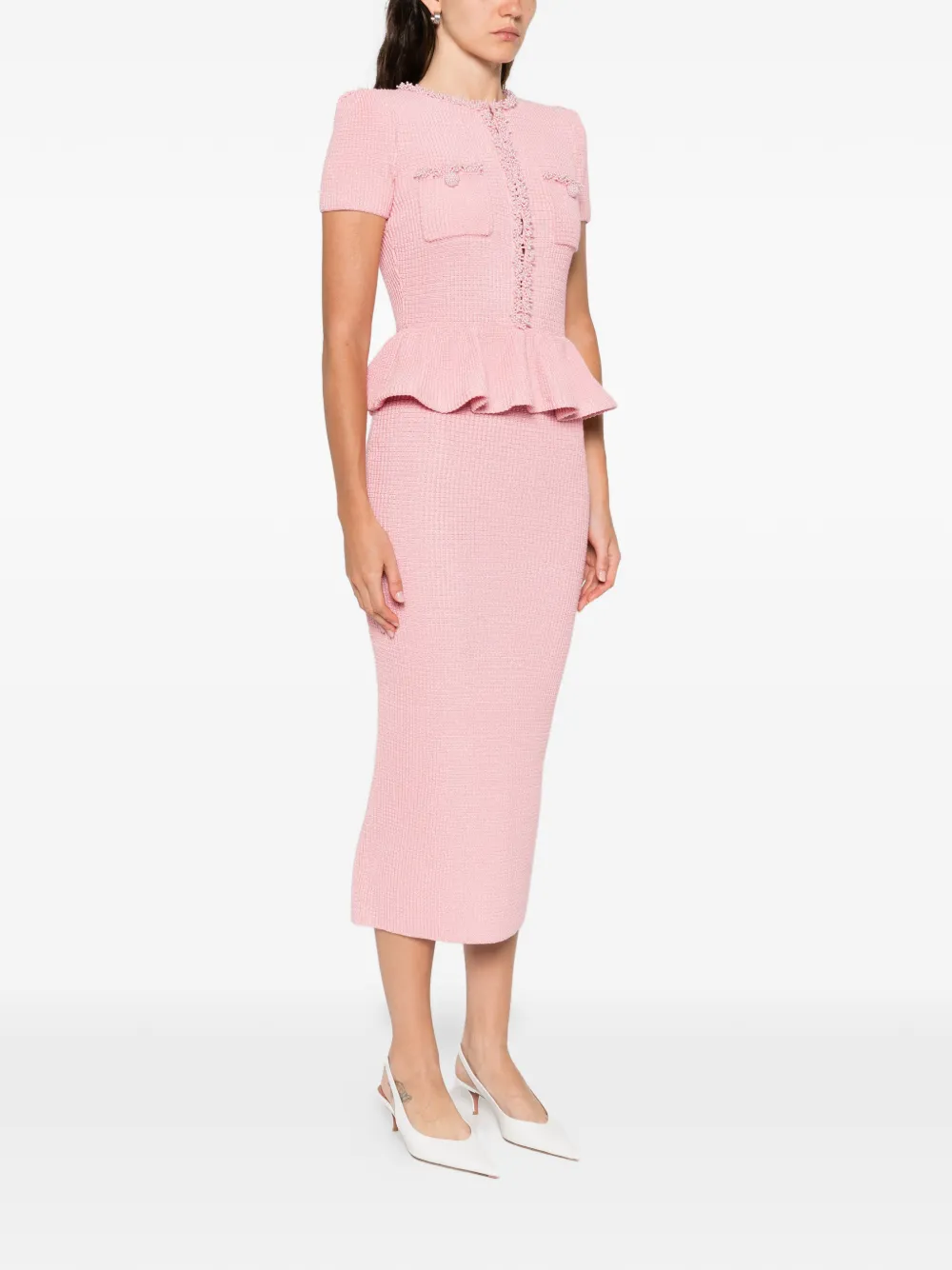 Self-portrait Peplum Midi Dress In Pink