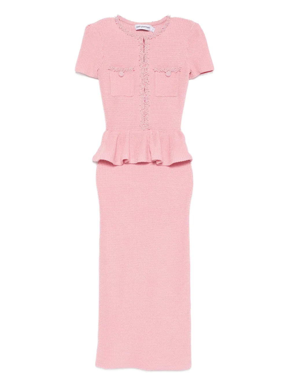 Self-portrait Peplum Midi Dress In Pink
