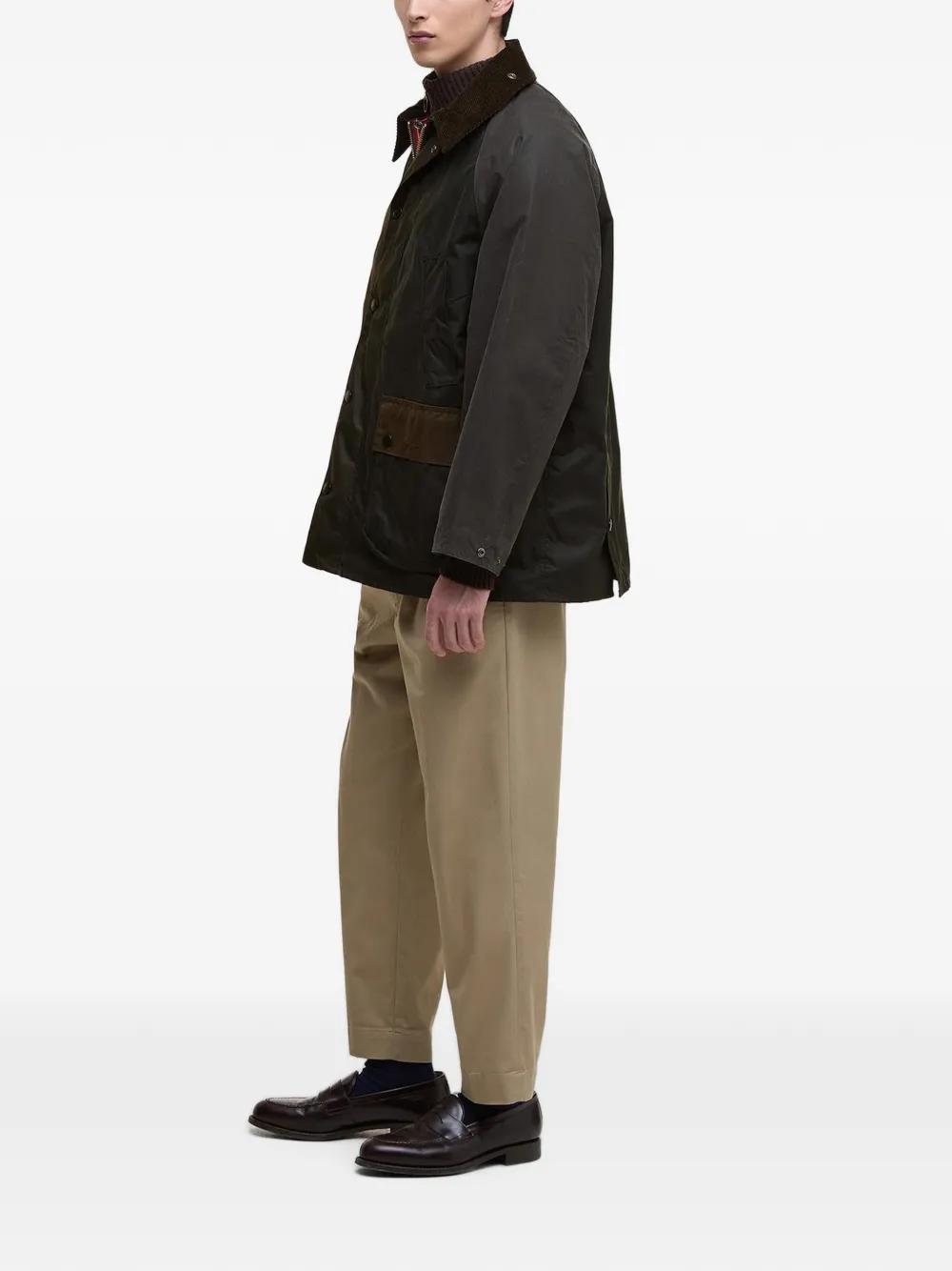 Barbour Bedale jack met ribfluwelen kraag en zak Groen